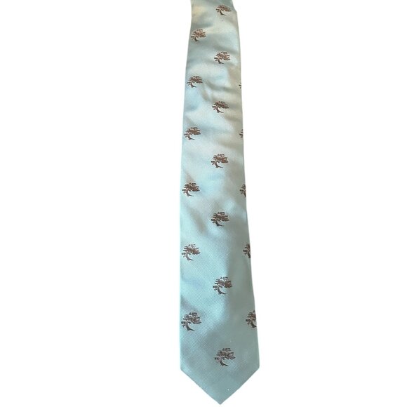 Robert Talbott Best of Class Necktie Men's Light Blue Silk Designer Trees - Picture 1 of 6